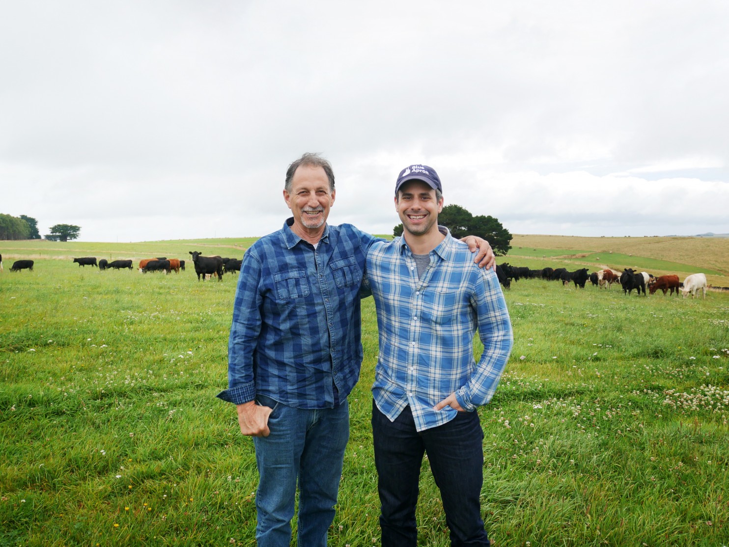 Bill Niman and Matt Wadiak in Tasmania in 2016. (Blue Apron)